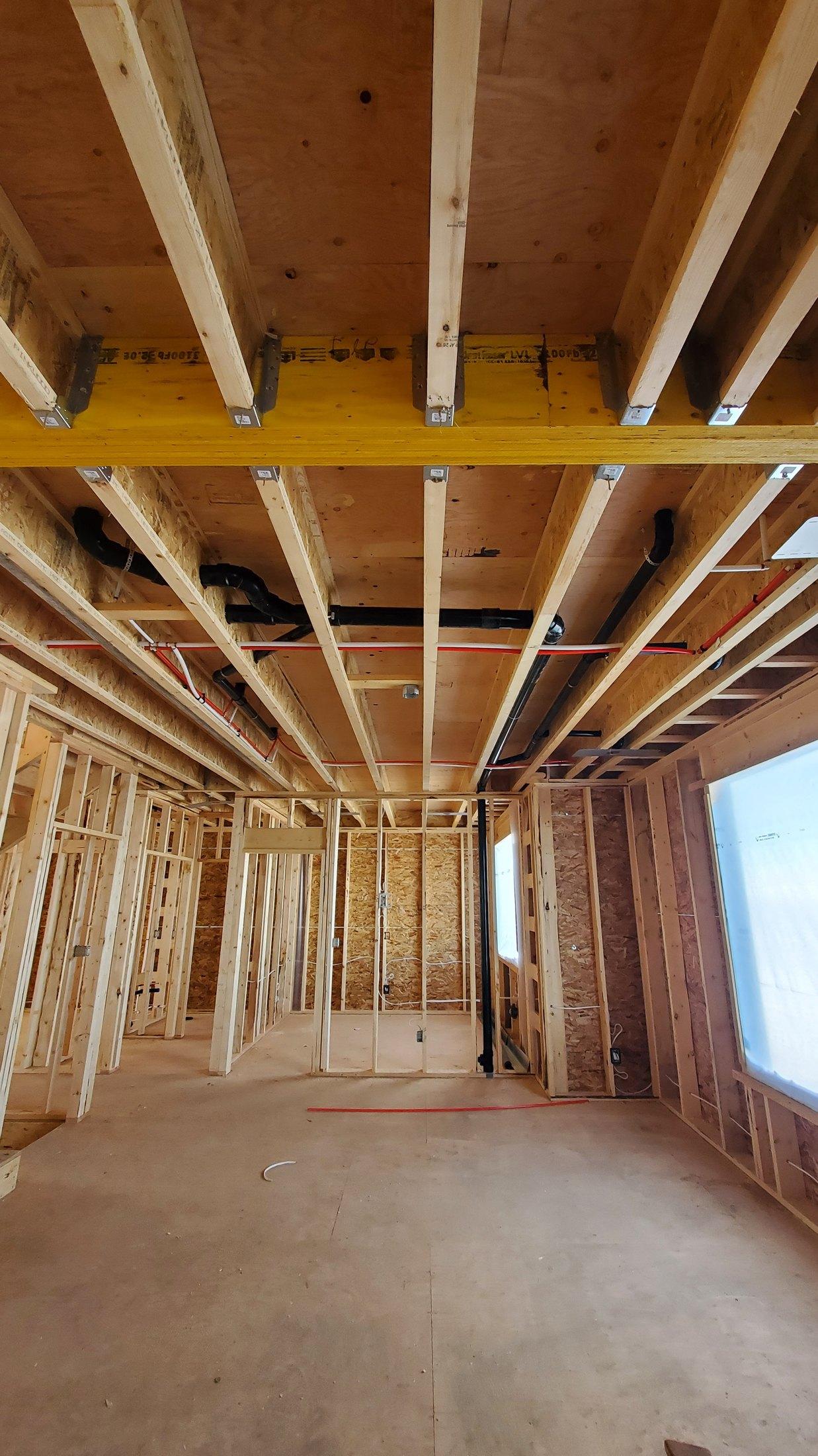 Drain, vent and water lines roughed-in for a Calgary basement development