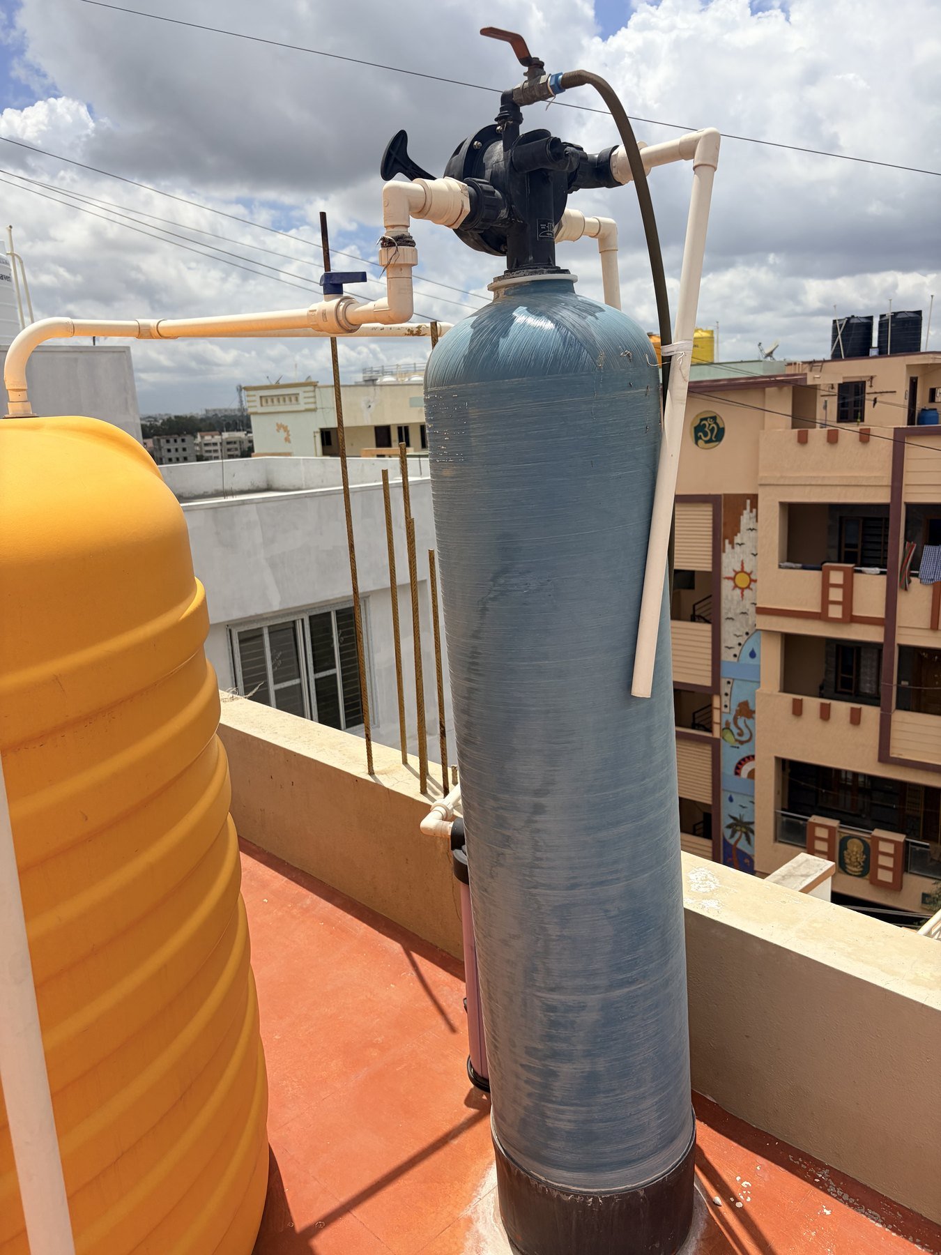 Whole-home water softener installed by Flow Forge Mechanical in Calgary